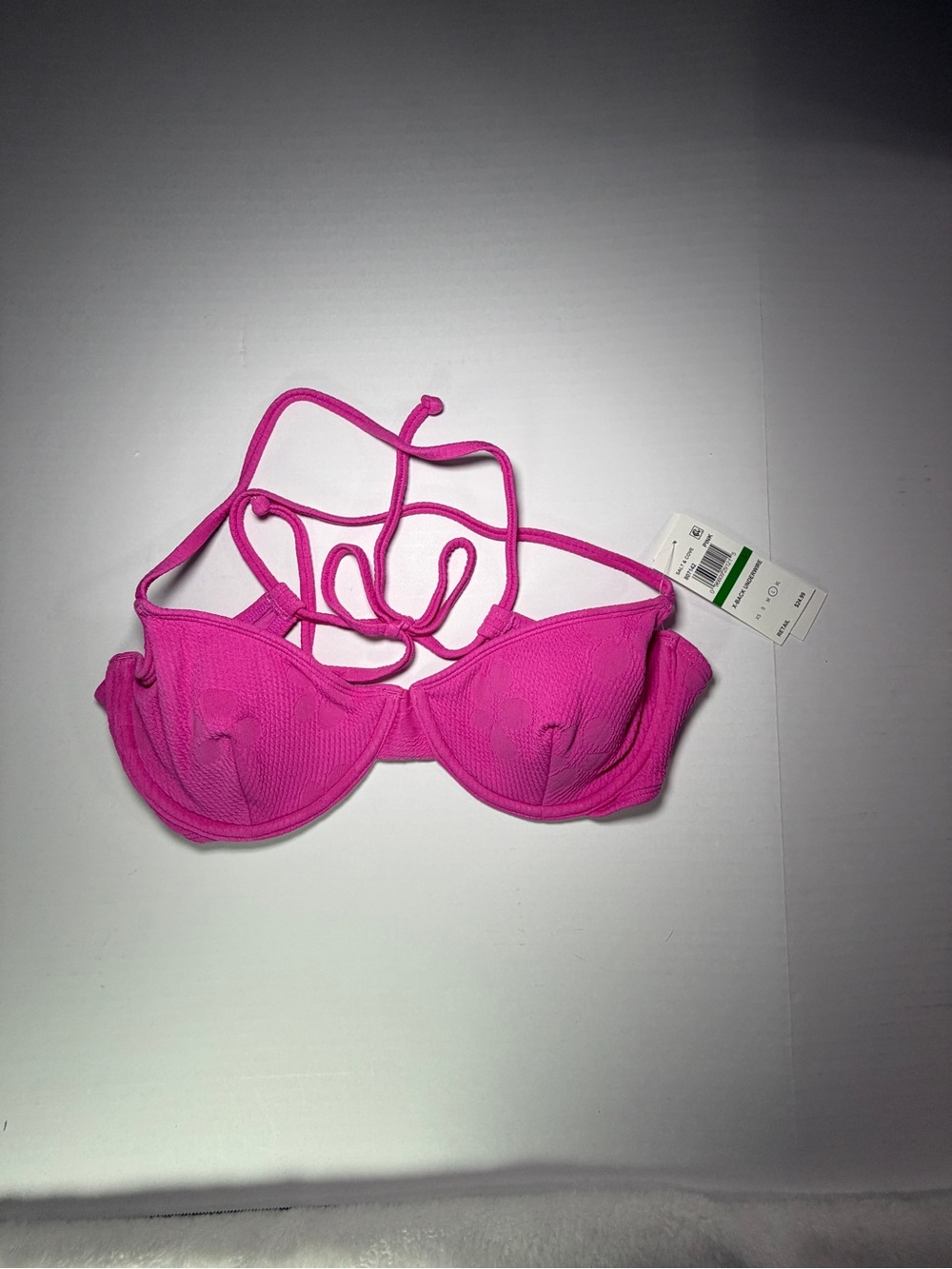 Salt + Cove Textured Pink Underwire Bikini Top with Strappy Back